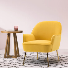 Contemporary Upholstered Comfy Armchair with Gold-Plated Feet