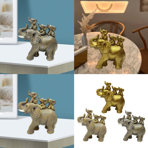 Decorative Elephant Statue Table Collectible Resins-Silver 2
