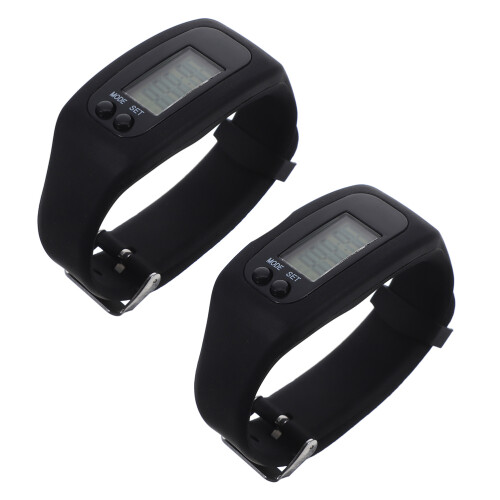 2Pcs Pulseira Preta Monitor De E Exercícios