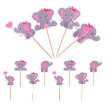 36Pz Set Decorazione Torta Rosa Elefante Festa Baby Shower Resistente