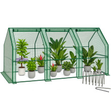 VOUNOT Mini Greenhouse with 3 Zipper Windows, Reinforced PE Cover for Plants, Green