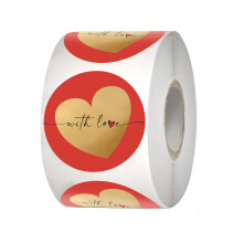 500 stks/pak Gouden Hart Sticker 1.5Inch Valentijnsdag Etiketten
