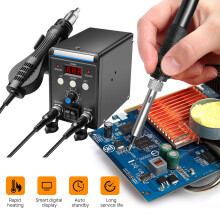 700W Soldering Station 2 in 1 Hot Air Rework Station Adjustable Temperature Digital Display 100°C-500°C Soldering Iron Kit with Hot Air Nozzle