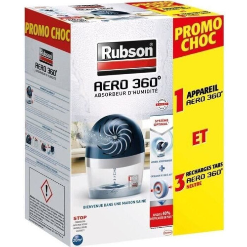 RUBSON Luftentfeuchter Aero 360 Schockaktion 20 m² + 3 Nachfüllpackungen