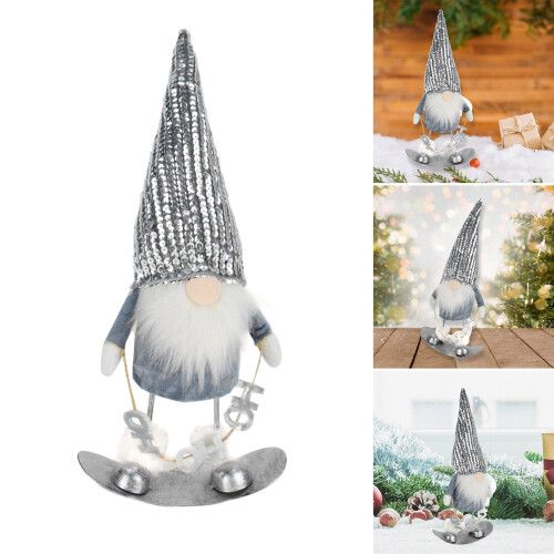 Festival Sequined Skiing Gnomes Plush Dolls Table Decoration for 1