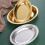 Stainless Steel Fish Tray Dish Oval Platter-Silver medium size 5
