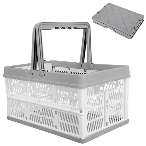 Multipurpose Storage Crate with Ergonomic Handles, Durable Plastic Construction Collapsible Storage Container for Efficient Organization, Foldable Des 2