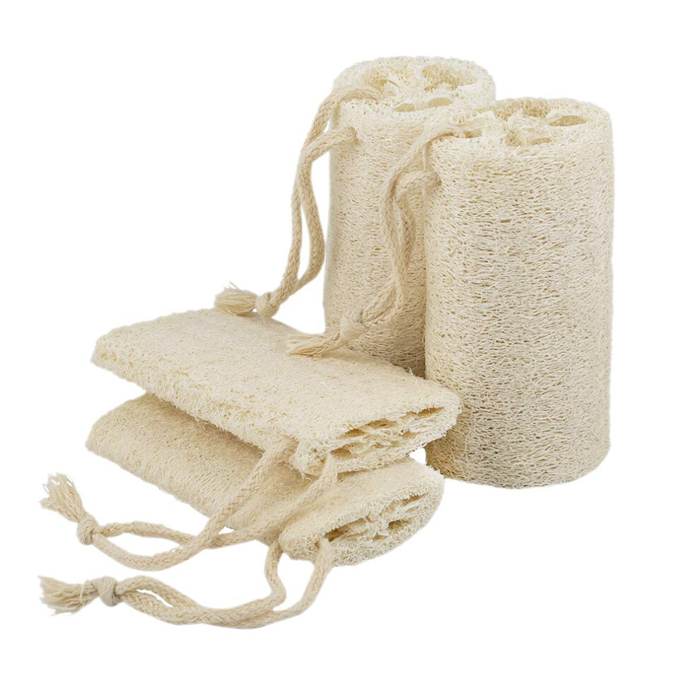 Exfoliating Natural Loofah Sponge for Body and Kitchen, Durable Multi-Purpose Use Cleaning Tool, Odorless Biodegradable Non-Scratch Bath & Dish Sponge