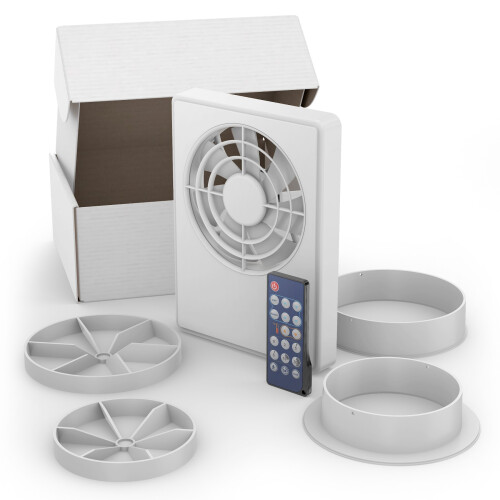 Dryzone dMEV Bathroom & Kitchen Extractor Fan (100/125mm, White) Timer & Automatic Modes, Humidity Sensor, Remote Control, IP44