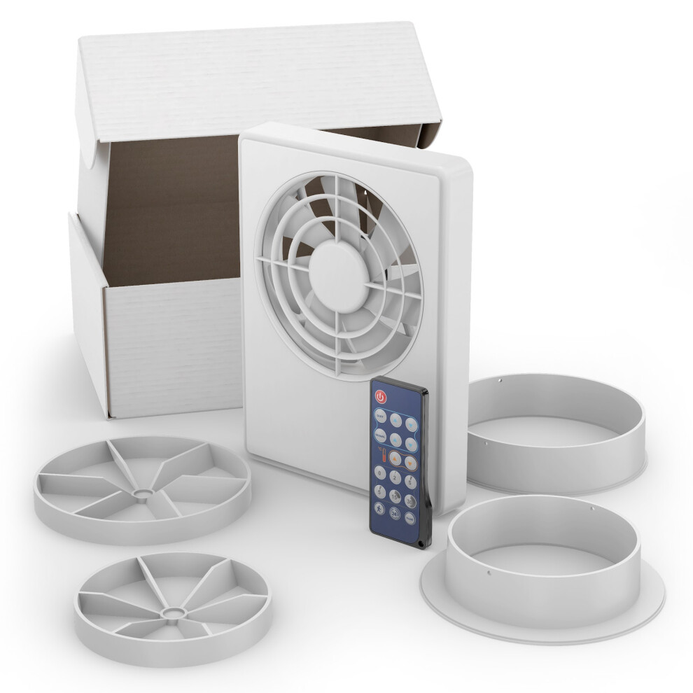Dryzone Dmev Bathroom & Kitchen Extractor Fan (100/125Mm, White) Timer & Automatic Modes, Humidity Sensor, Remote Control, Ip44 5060132768280