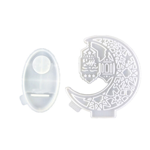 Moon Shape Candle Holder Molds with Base for Making Candlestick