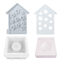 Heart House Candle Holder Mould Handmade Concrete Gypsum-2