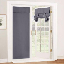 (Gray) French Door Curtain Sticker Lightweight And Portable With Light