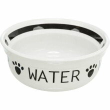 Keramikfuttertrog - TRIXIE - 0,6 l - ø 15 cm - Weiß/Schwarz - Für Hunde und Katzen - Einheitsgröße