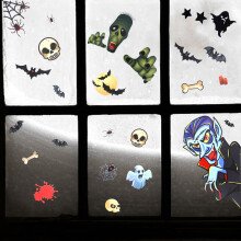 2x Reusable Window Stickers | Terrifying Halloween Scene Without Glue