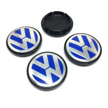(63-65 mm Bl\u00e5)4-Pack - Volkswagen VW Center Caps / Wheel Hub Emblems - Bi 63 65 mm Bl\u00e5