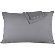 Luxe kussensloopset van 2, grijs, Egyptisch katoen voor een ademend en zacht slaapcomfort, hypoallergene en onderhoudsvriendelijke microvezelmix.