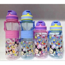 (OneSize,Tsum Tsum 350ml(Blue))350/500ml Kids Cartoon Drinking Water Bottle Straw Cup With Shoulder Strap