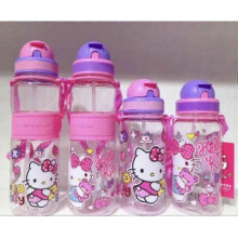 (OneSize,Hello Kitty 350ml(Pink Cover))350/500ml Kids Cartoon Drinking Water Bottle Straw Cup With Shoulder Strap