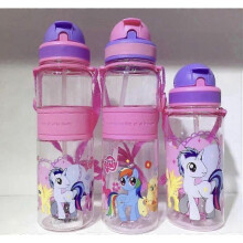 (OneSize,Pony 500ml(White))350/500ml Kids Cartoon Drinking Water Bottle Straw Cup With Shoulder Strap