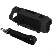 Antifall Silicone Case For Compatible Charge 6 Speaker With Crossbody Shoulder Strap, Hands Carrying, Black
