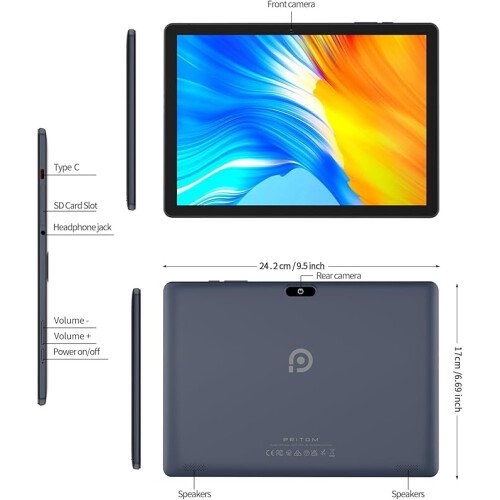 PRITOM 10 inch Android WiFi Tablet64GB ROM 1024GB 1