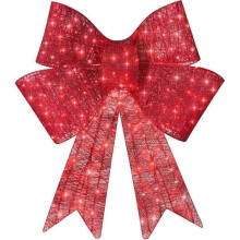 (2pcs)Pre-Lit XL Christmas Bow Decoration Large Christmas Bow Outdoor LED Holiday Yard Decor with Lights, Lighted Large Red Bow Decor