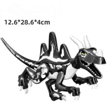 (Black and white Chinese dragon)Chalk Paleontology Savage Beast Building Block Dinosaur Children's Assembly Toy-red Tall Horned Taurus