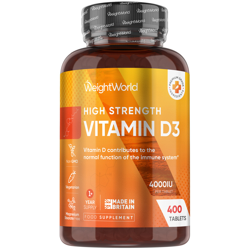 Weightworld Vitamin D3 4000Iu | 400 Tabs | 1+ Year | Vegetarian | Uk Made