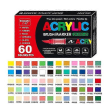 (60pcs)Stellaya Acrylic Markers for Coloring Books, Straight Liquid Acrylic Marker