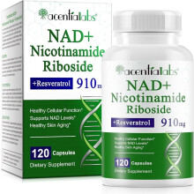 AcentialLabs 910mg NAD+ Nicotinamide Riboside + Resveratrol 120 Capsules