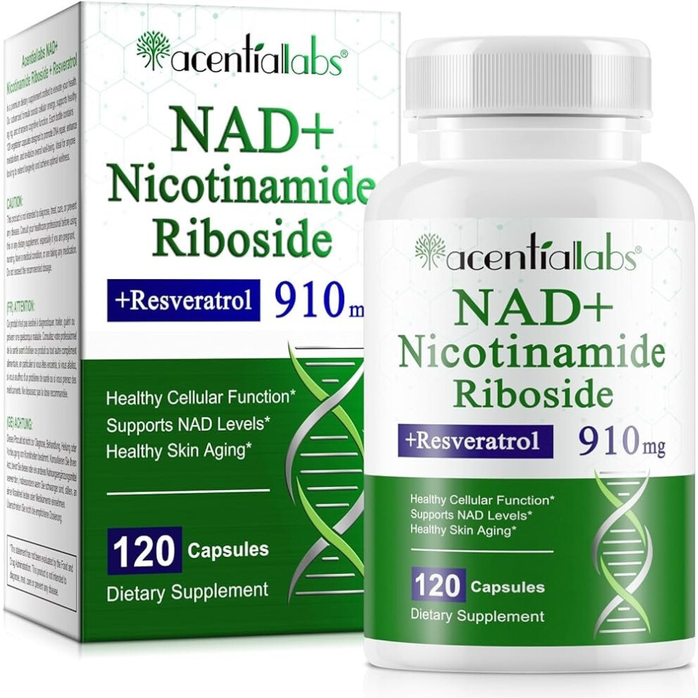 Hydracentials Acentiallabs 910Mg Nad+ Nicotinamide Riboside + Resveratrol 120 Capsules