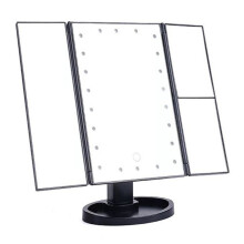 Specchio da trucco a tre ante per un trucco naturale e impeccabile, specchio per il trucco sottile a tre ante illuminato con 22 luci LED aggiornate,