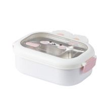 Boîte à déjeuner en acier inoxydable anti-fuite pour-Blanc