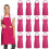 (Rose Red)12 Pack Plain Bib Aprons With 2 Pockets - Black Unisex Commercial Apron Bulk 1