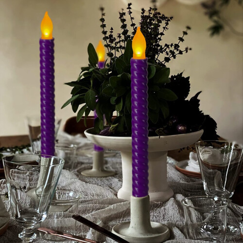 LED Electronic Candle Lights Long Yellow Flash Simulation Pole Birthday Wedding Decoration Lights, 2