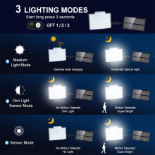 106 LED 3 Modes Solar Light Street Wall Lamp Sunlight PIR Motion Sensor Waterproof for Fence Garden Decor