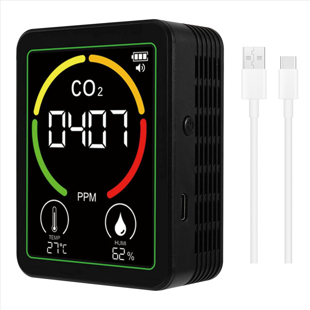 Exogio Black Mt03 3 In 1 Air Quality Monitor Co2 Temperature Humidity Tester Detector Carbon Dioxide