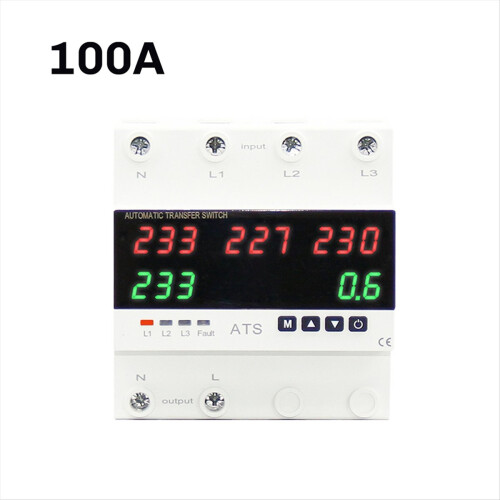 Over Under Voltage Protector ATS Automatic Transfer Switch Phase Uninterrupted Power over Current Limiter 100A 1