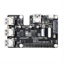 PCIe to USB 3.2 Gen1 and M.2 HAT for 5, Supports NVMe Protocol Solid State Drive, Expands 4-Ch Port
