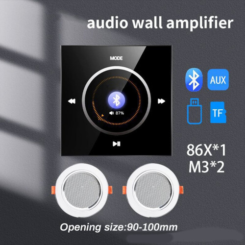 Wall-Mounted Bluetooth Audio Control Panel 86 with 2x25W Amplifier Ceiling Speakers for Home Background Music System A 1