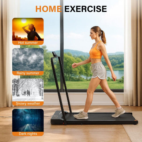 Alivio Portable Treadmill with Remote & LED Display Compact Walking Machine (Black) 2