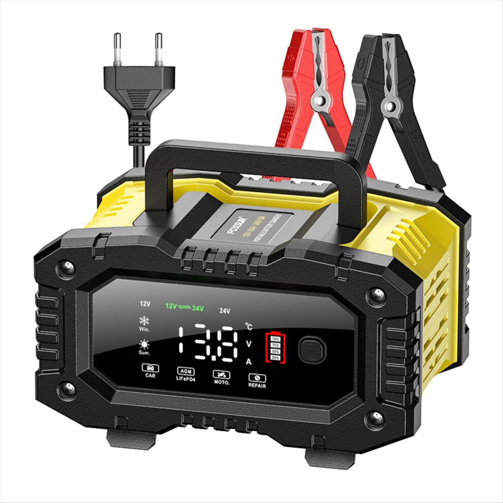 10A/5A Car Motorcycle Battery Charger 12V/24V Smart Lithium Gel Lead-Acid Lifepo4 Eu Plug 4851264014373