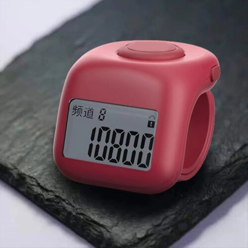 9 Channels Hand Tally Counter Portable FingerRing with Lock Function Prayer Clicker Red 2