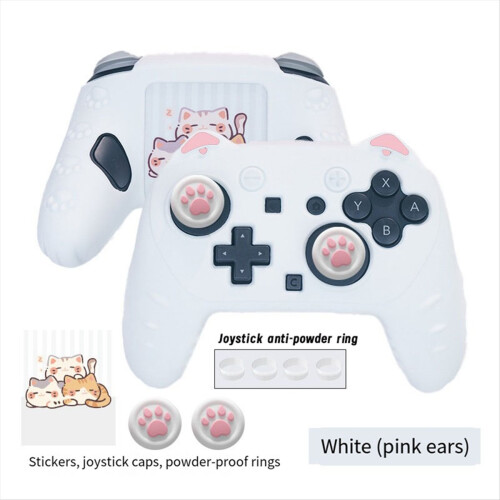 Cat Ear Silicone Case for Switch 2 Pro Game Controller Set Anti-Slip with Joystick Cap B 1