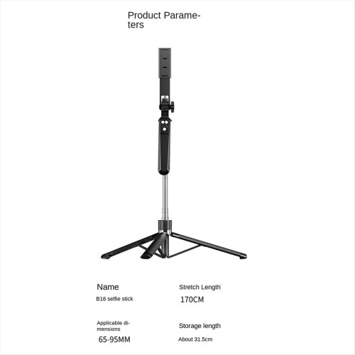 Selfie Stick360 Rotation 170cm with Wireless Bluetooth Extended Tripod Remote Shutter for Android Ios Smartphone A 1