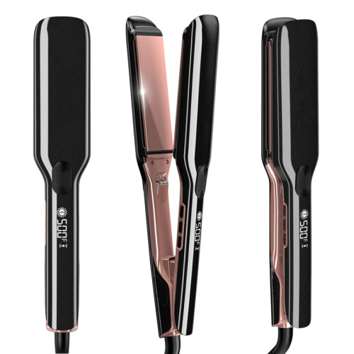 Haarglätter mit Keratinbehandlung, breite Platten, schwarz 2