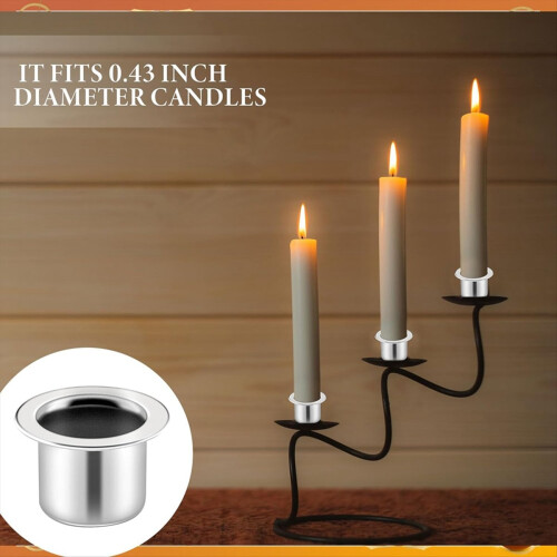 Metal Candle Holder with Round Flat Base Cup Reusable Drop Protector for Making Decoration Projects 1