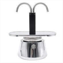 Moka-kande med dobbelt hoved i rustfrit stål, mokka-kaffe, italiensk, gør-det-selv-rørmaskine, køkkenredskab