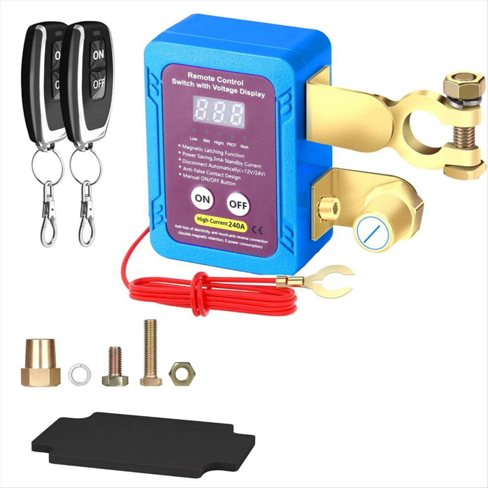 Remote Battery Disconnect Switch 12V 240A With Led Voltage Display,Automatic Power Shut Off For Auto Car Truck 4851222313500